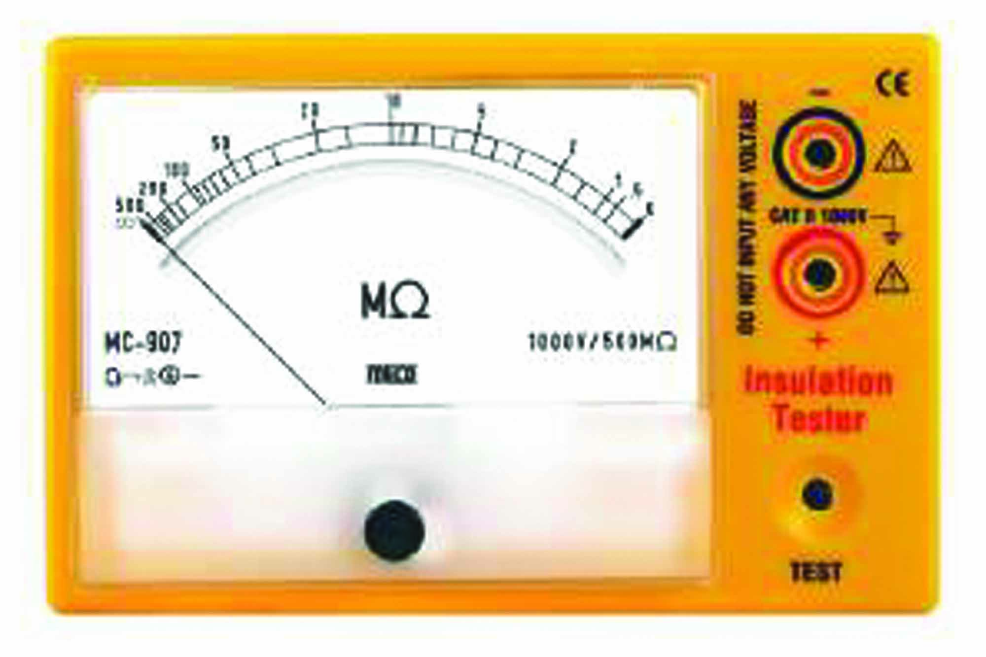 MECO MC900 series analog insulation tester delivering over 85 pc rated voltage consistency