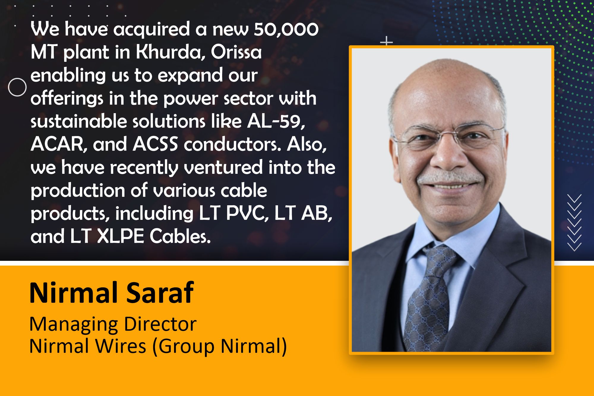 Nirmal Wires expands into cable production  